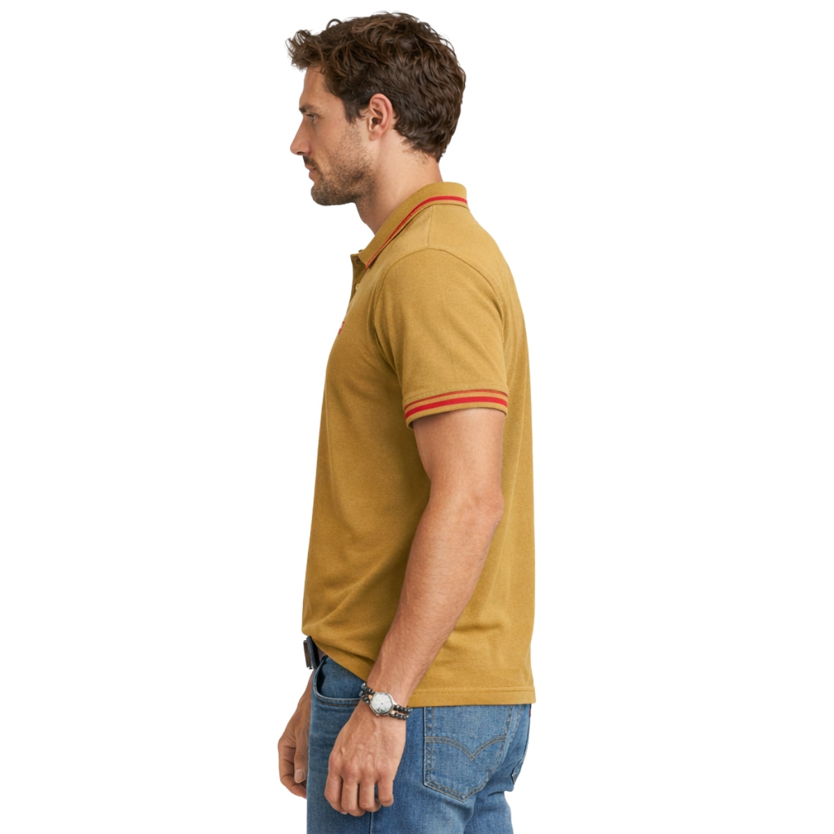 Men's Tipping Collar Classy Polo Shirt - Mustard