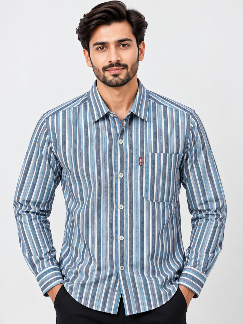 Men's Urban Stripped Smart Casual Shirt - Ferozi