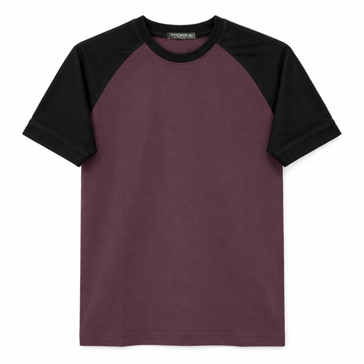 Men's Classic Raglan Tee Shirt - Dark Burgundy & Black