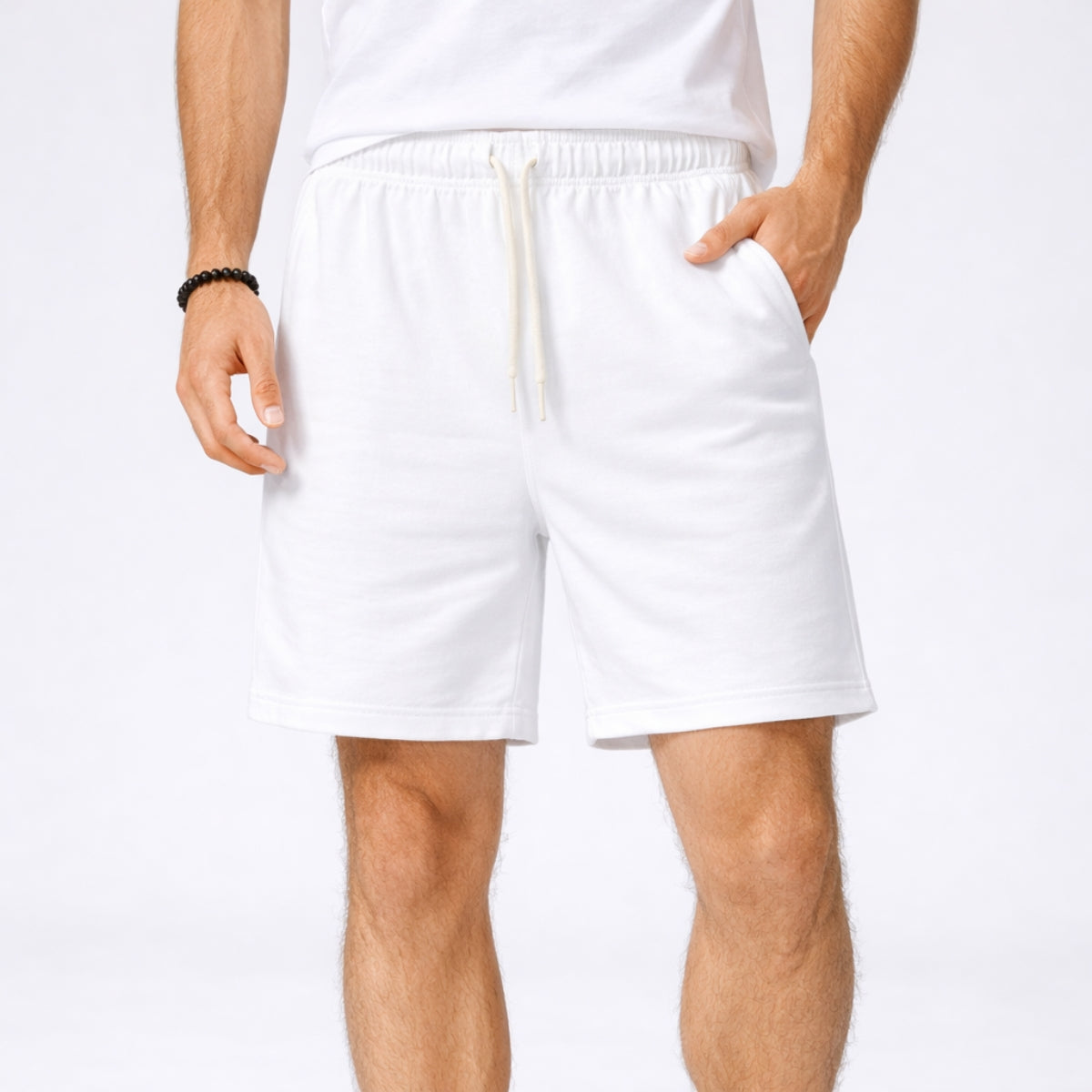 Men's Classic Casual Terry Two Quarter Shorts - White