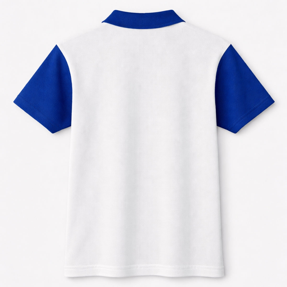 Men’s Premium Thermal Knit Half-Zip Polo Shirt – White & Blue