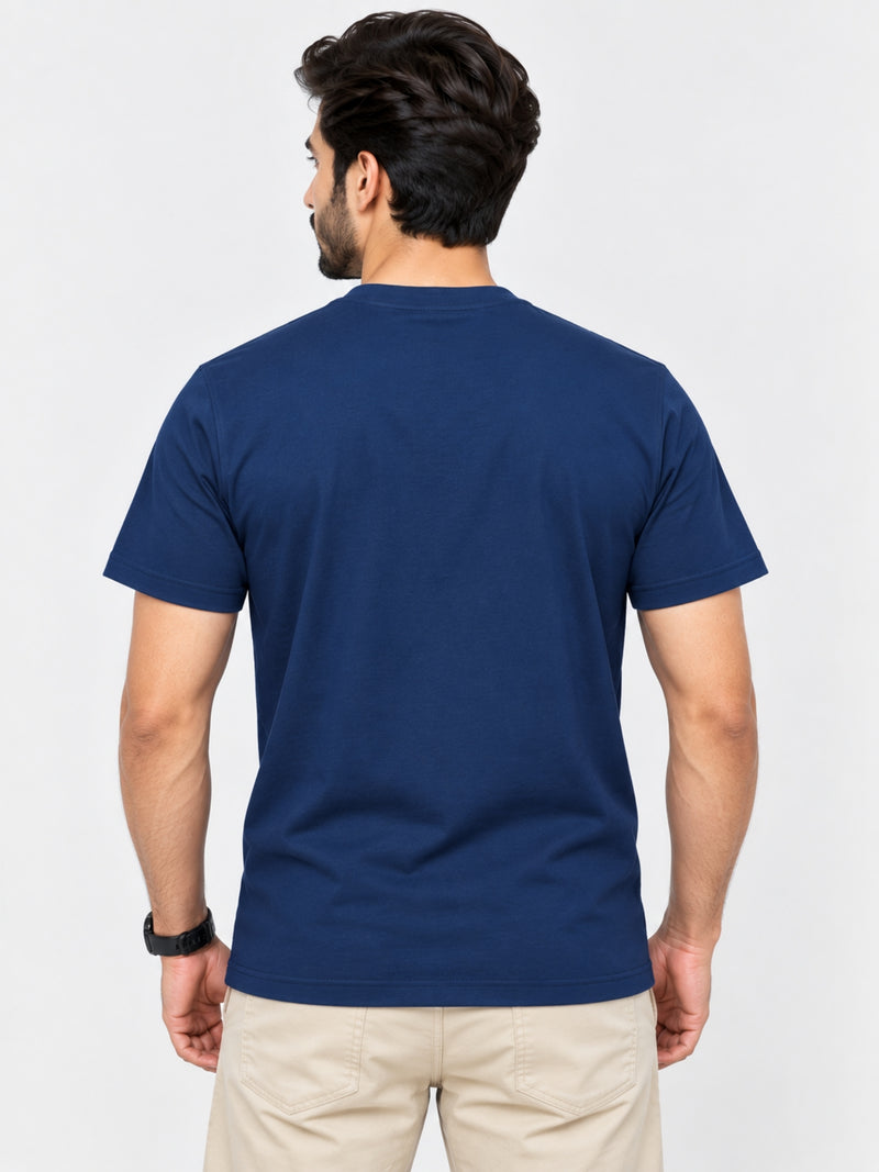 Signature Embroidered Henley Shirt - Navy Blue