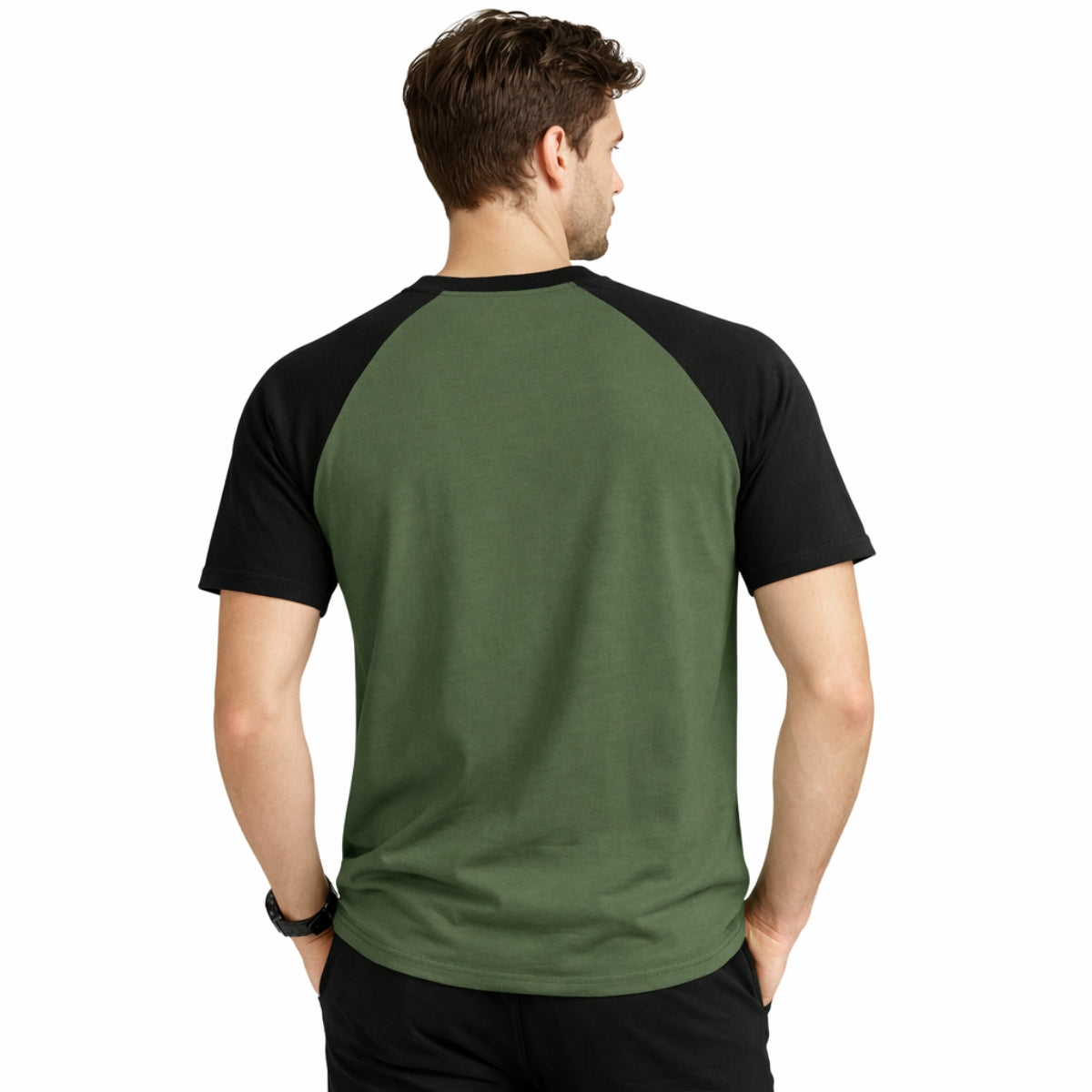Men's Classic Raglan Tee Shirt - Hazel Green & Black