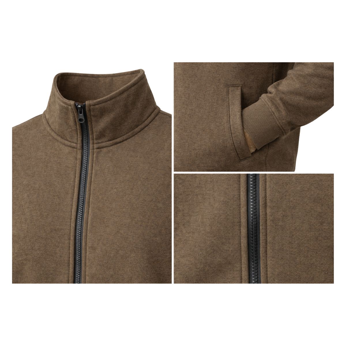 HG Men's Mockneck Fleece Zipper Jacket - Brown