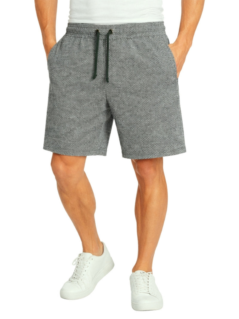 Men's Geometrical Pattern Zipper Pocket Two Quarter Shorts - Gunsmoke