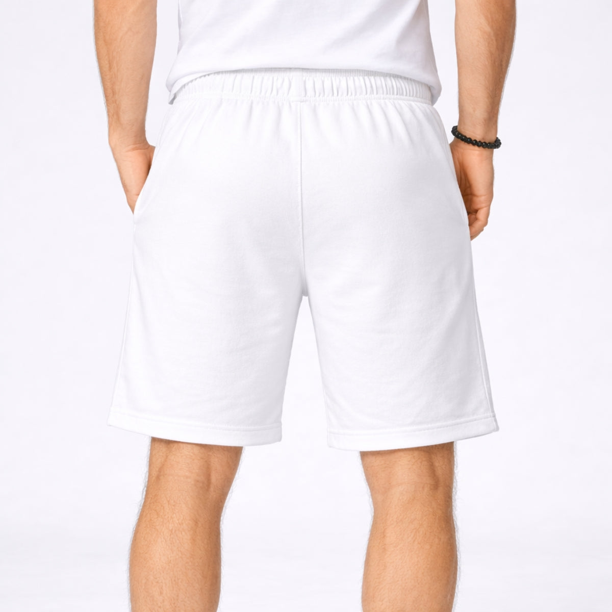 Men's Classic Casual Terry Two Quarter Shorts - White