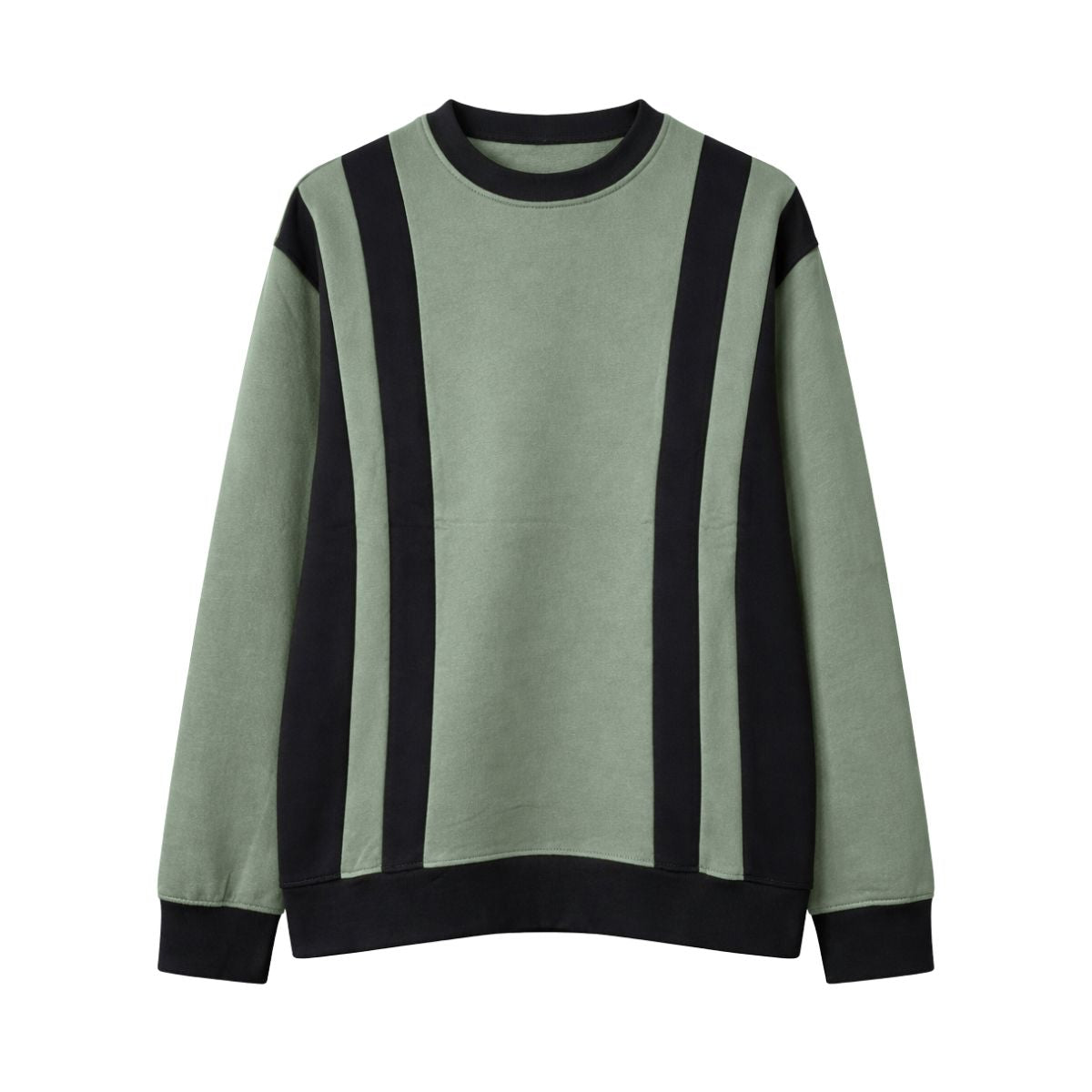 HG Cut & Sew Color-Block Crewneck Terry Sweat Shirt – Sage Green