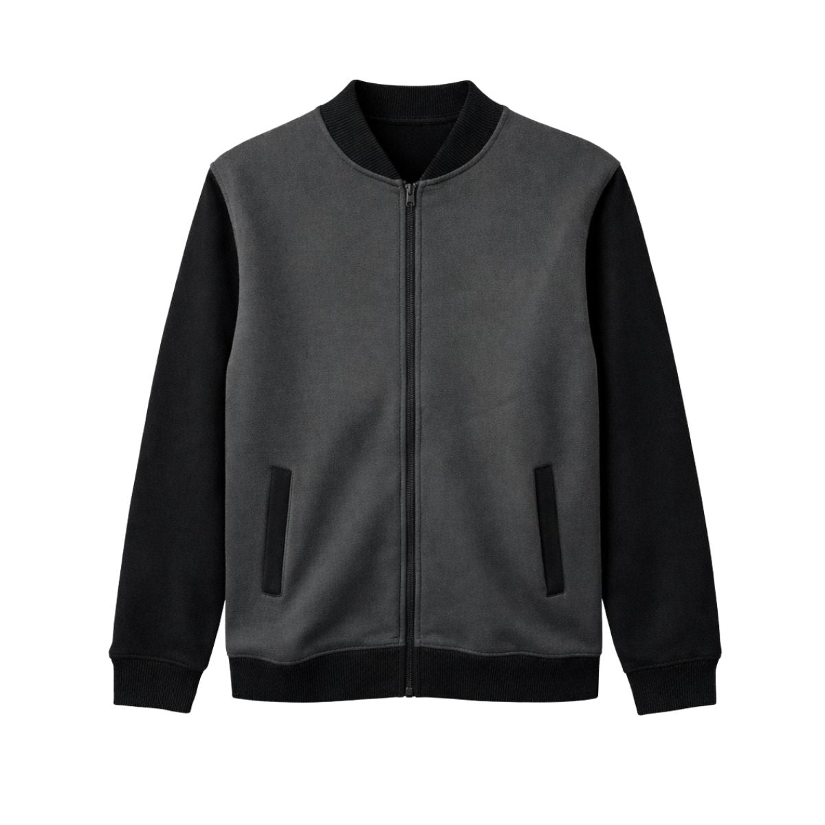 HG Contrast Sleeves Exclusive Fleece Zipper Jacket - Gunmetal Gray