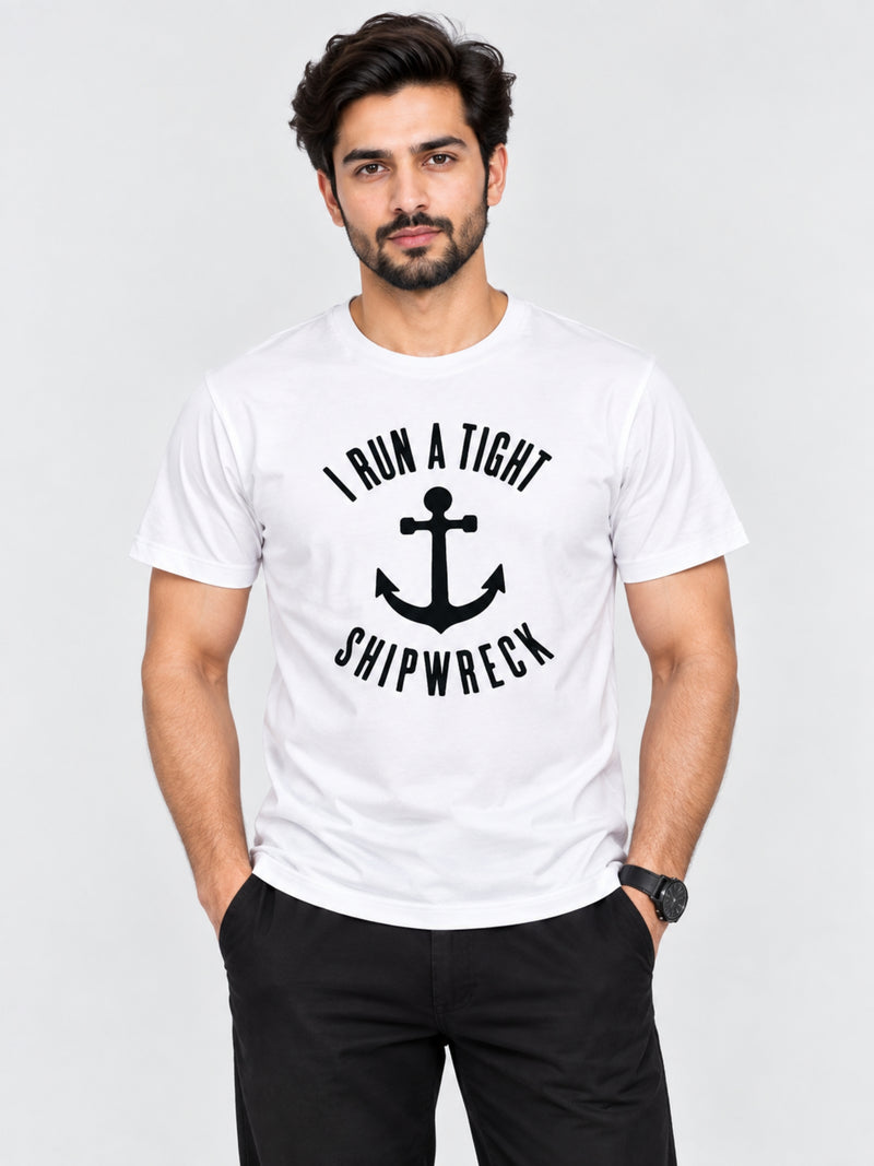 Branded Round Neck Fashion Tee Shirt - White