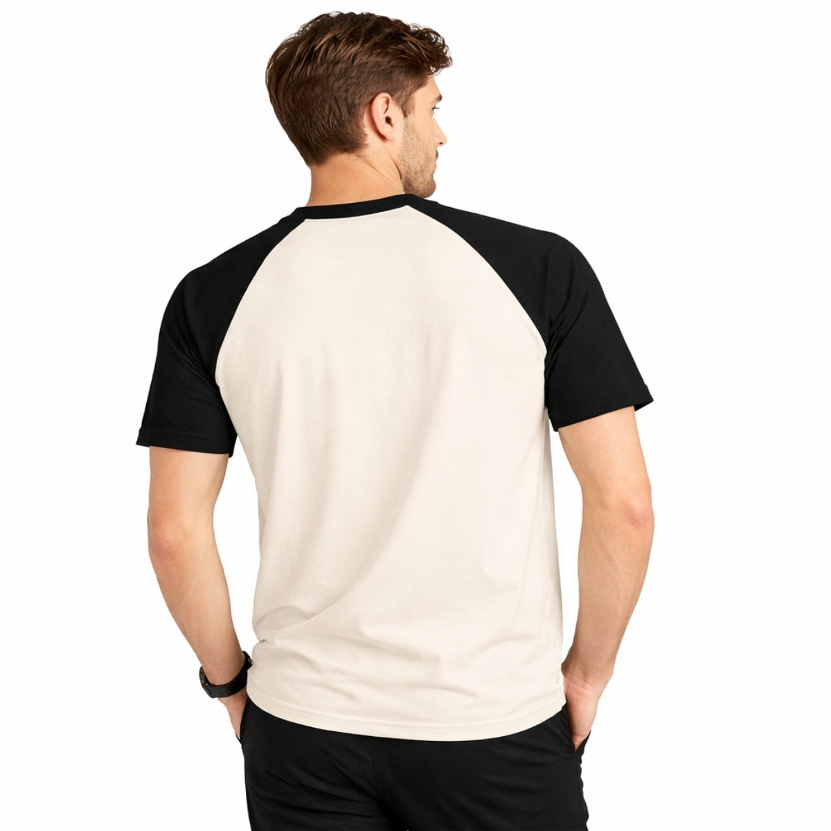 Men's Classic Raglan Tee Shirt - Cream & Black