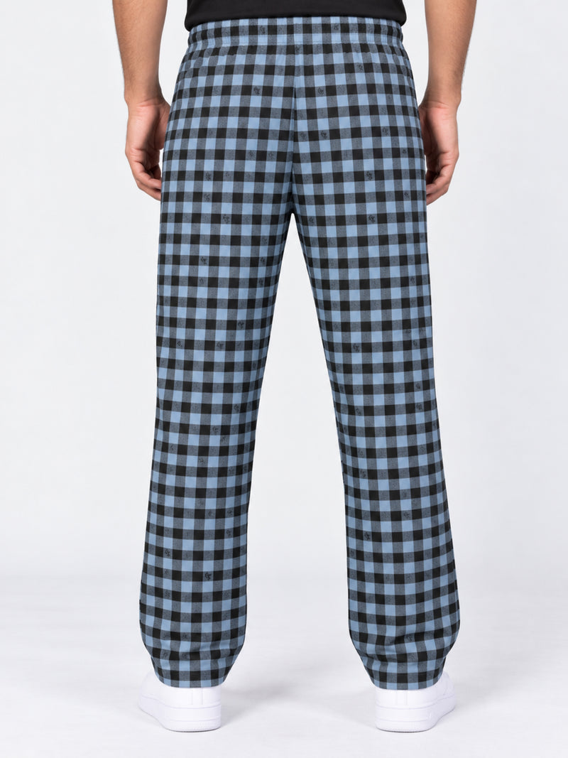 Men Casual Check Trouser - Black Blue