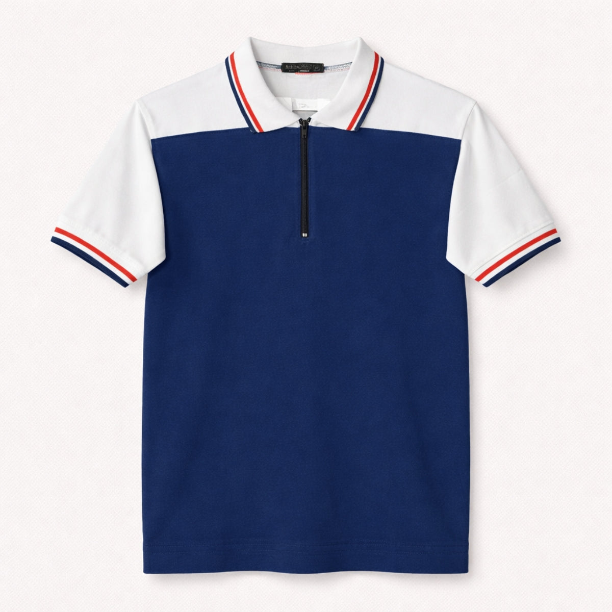 Men’s Modern Luxe Panel Half Zip Polo Shirt - Blue & White