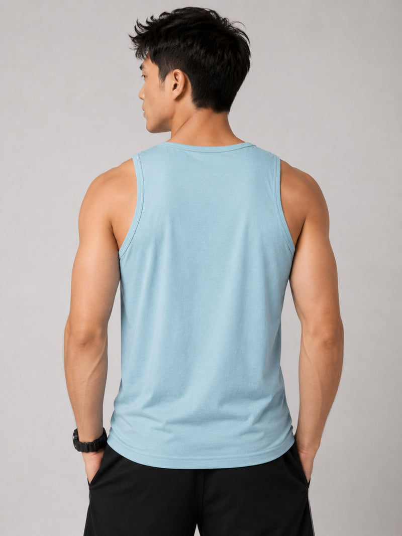 Men Graphic Printed ActiveFit Sleeveless Vest - Sky Gray