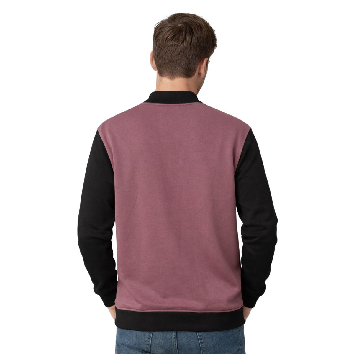 HG Contrast Sleeves Exclusive Fleece Zipper Jacket - Copper Rose