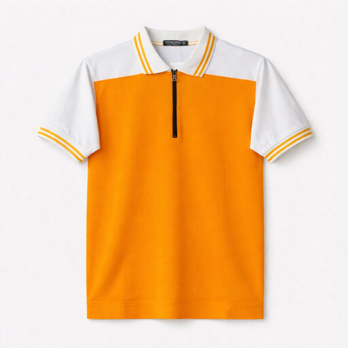 Men’s Modern Luxe Panel Half Zip Polo Shirt - Orange & White