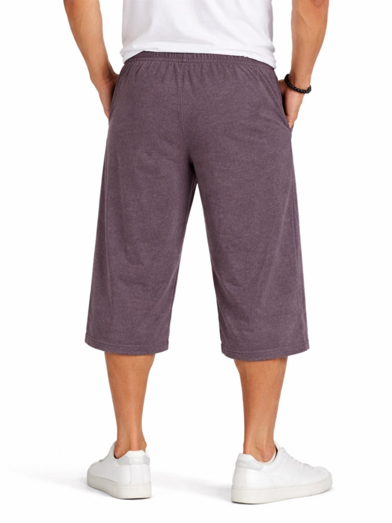Men's Basic Summer Essential 3 Quarter Shorts - Purple Brown