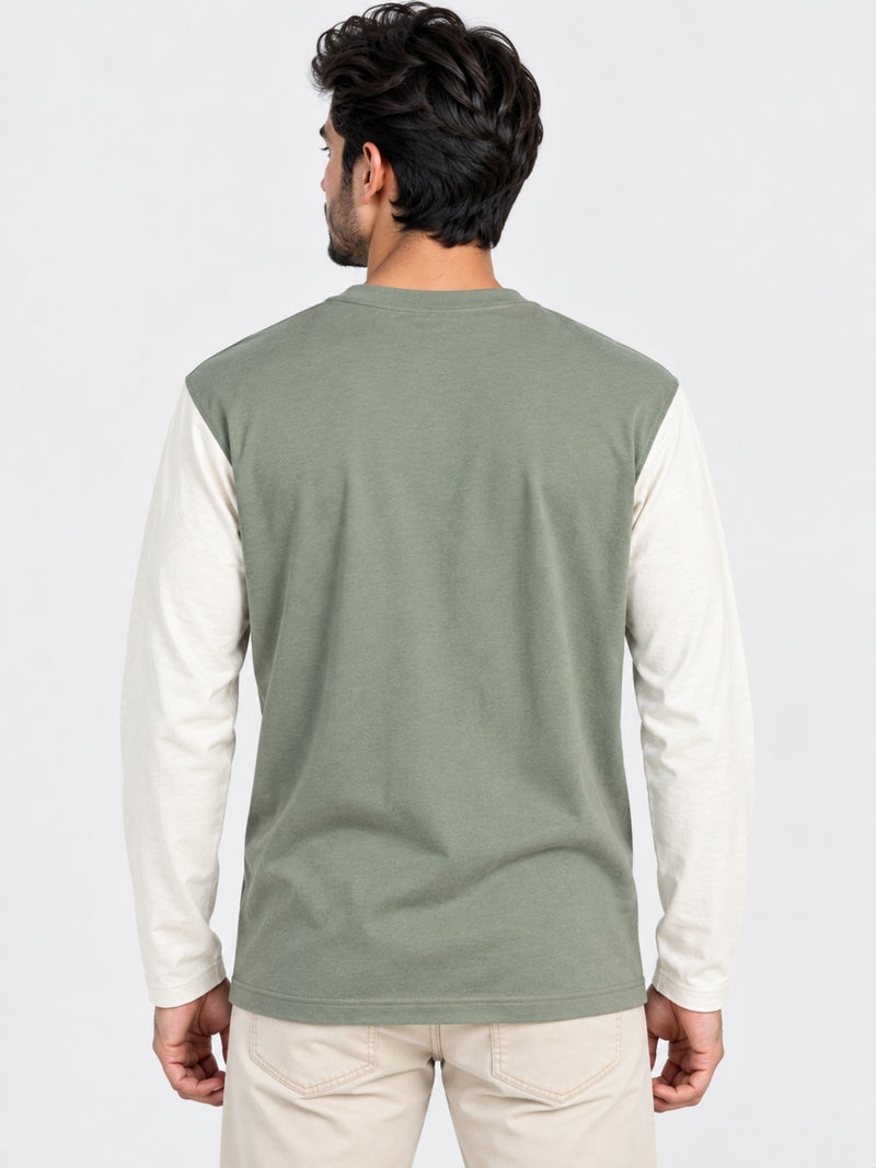 Contrast Full Sleeve Tee Shirt - Sea Green