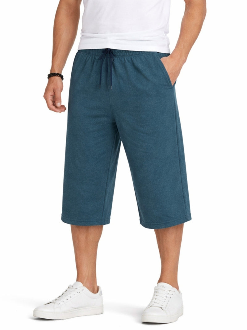 Men's Basic Summer Essential 3 Quarter Shorts - Blue Dianne