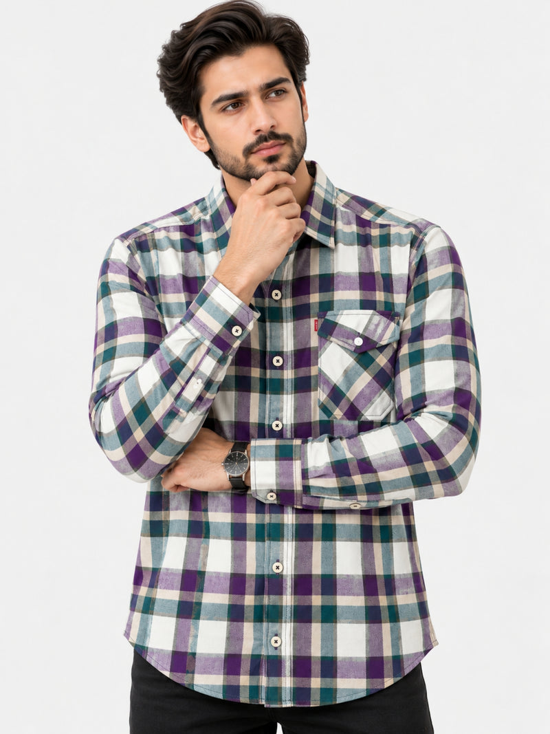 Men's Combination Check Casual Shirt