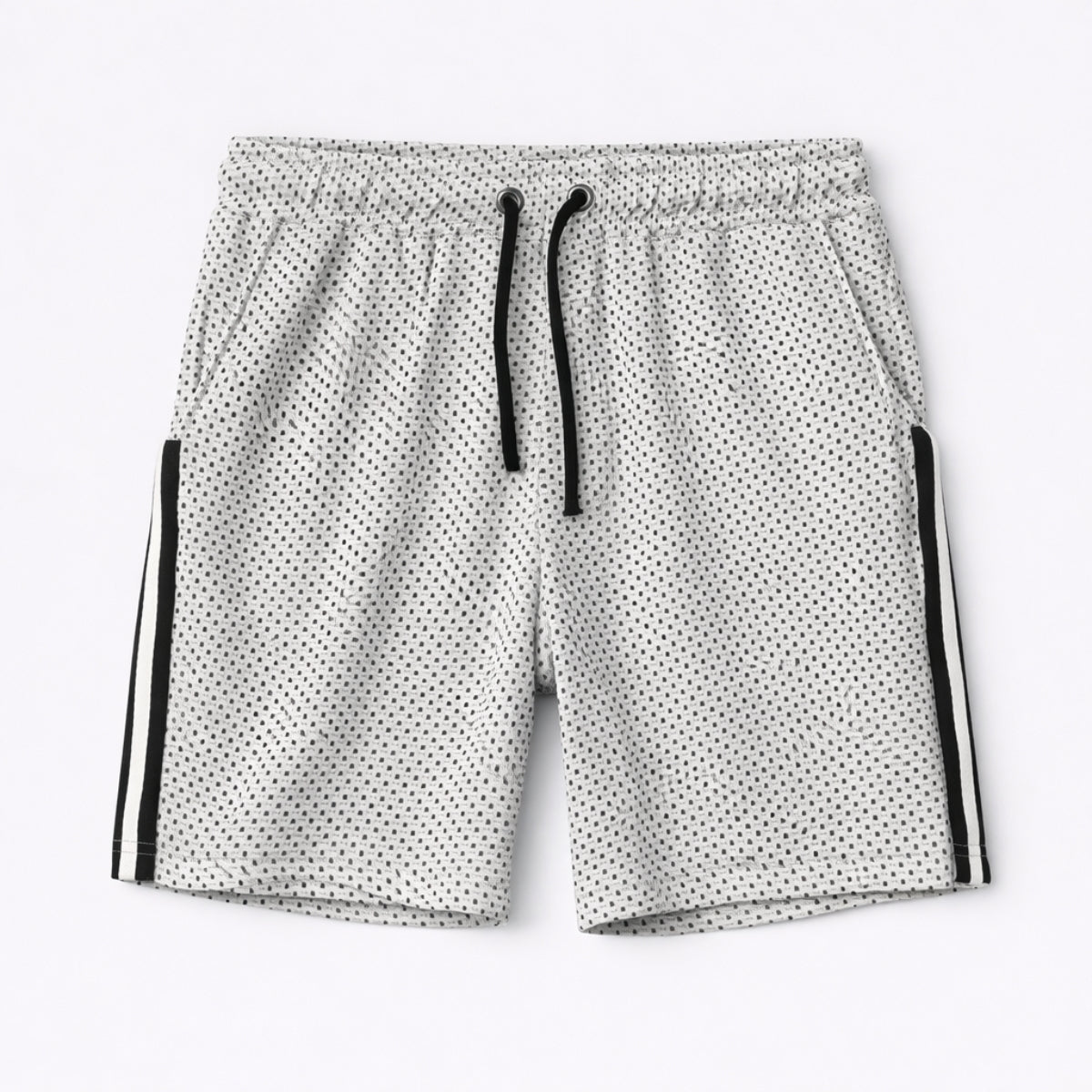 Men’s Athletic Contrast Side Stripe Two Quarter Shorts - White