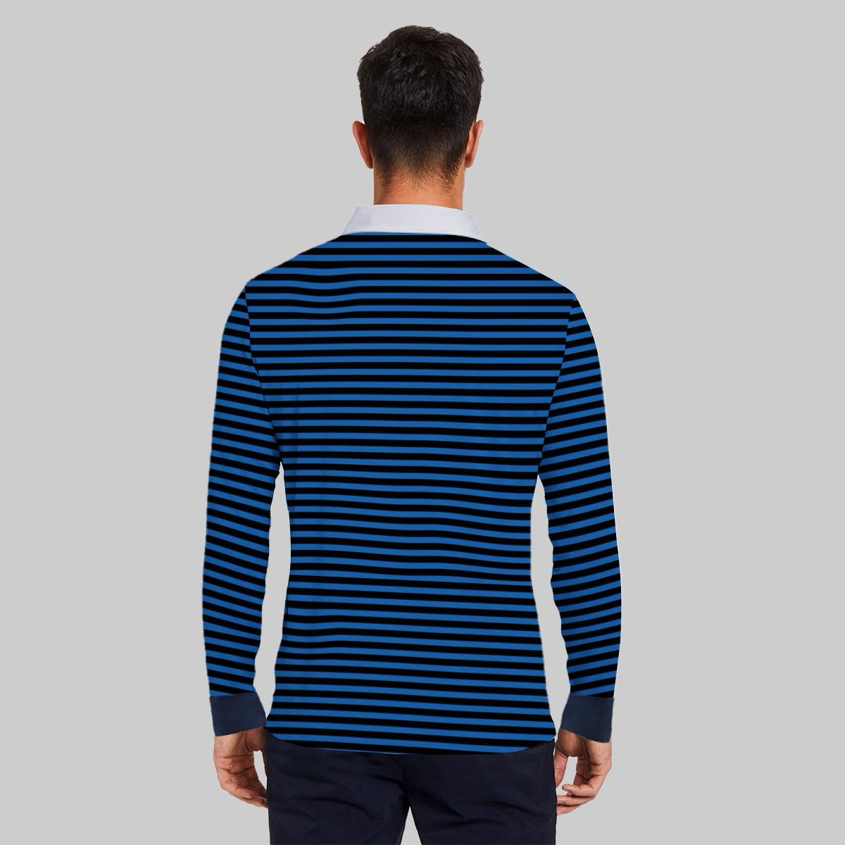 Blue Strapper Full Sleeves Polo Shirt