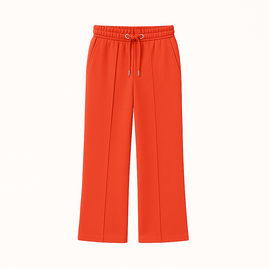 HG Soft Terry Straight Trousers for Women With Center Seam – Orangy Red