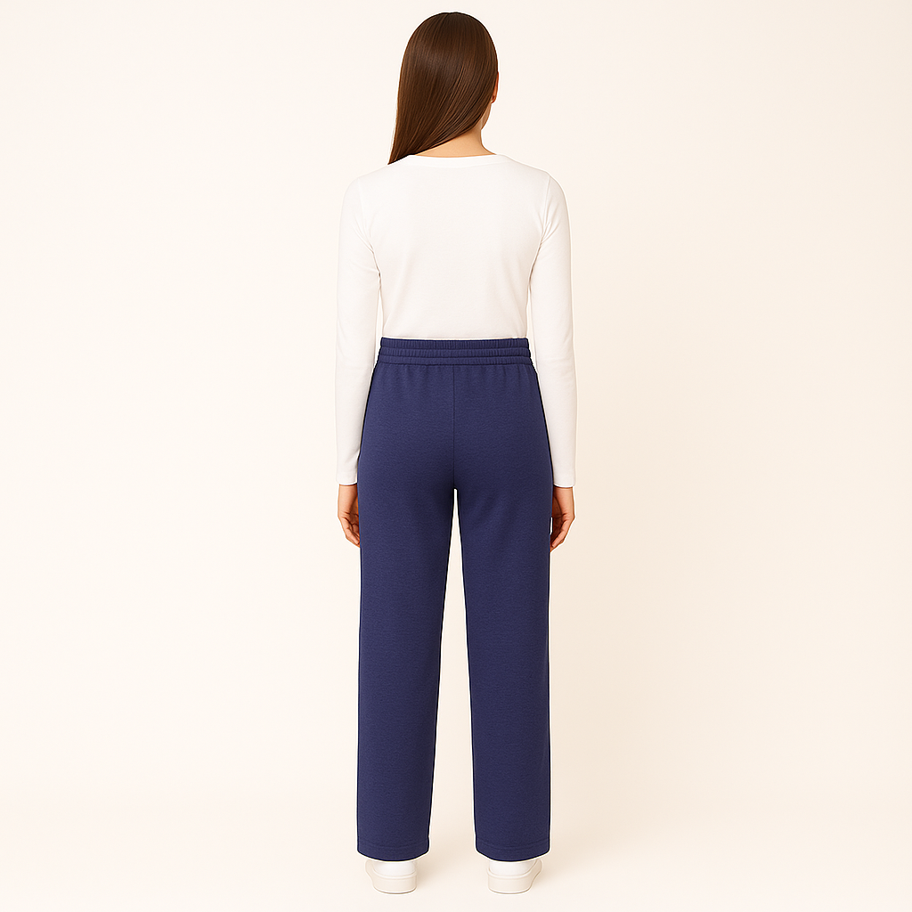 HG Soft Terry Straight Trousers for Women With Center Seam – Navy