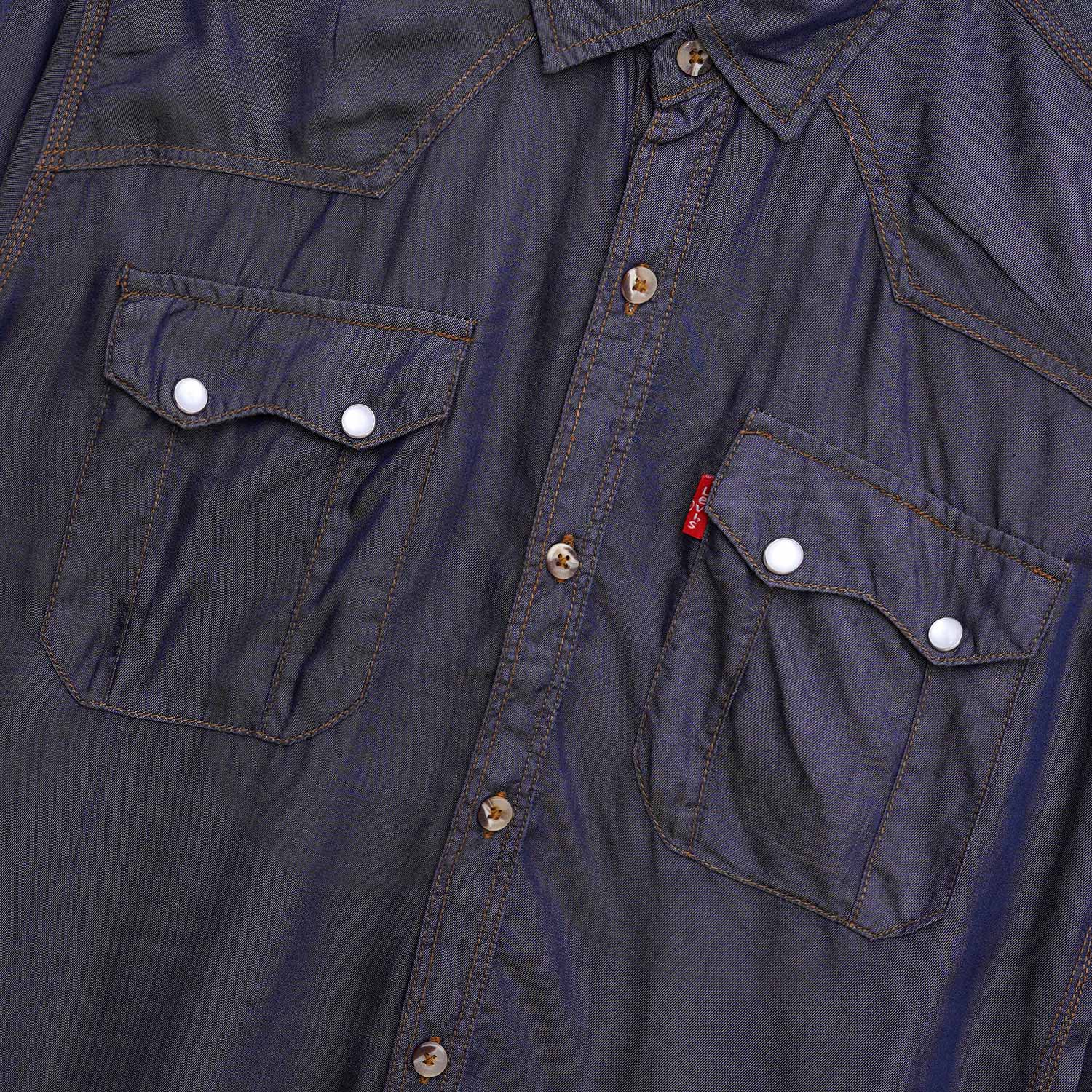 Men's Light Denim Summer Casual Shirt - Navy