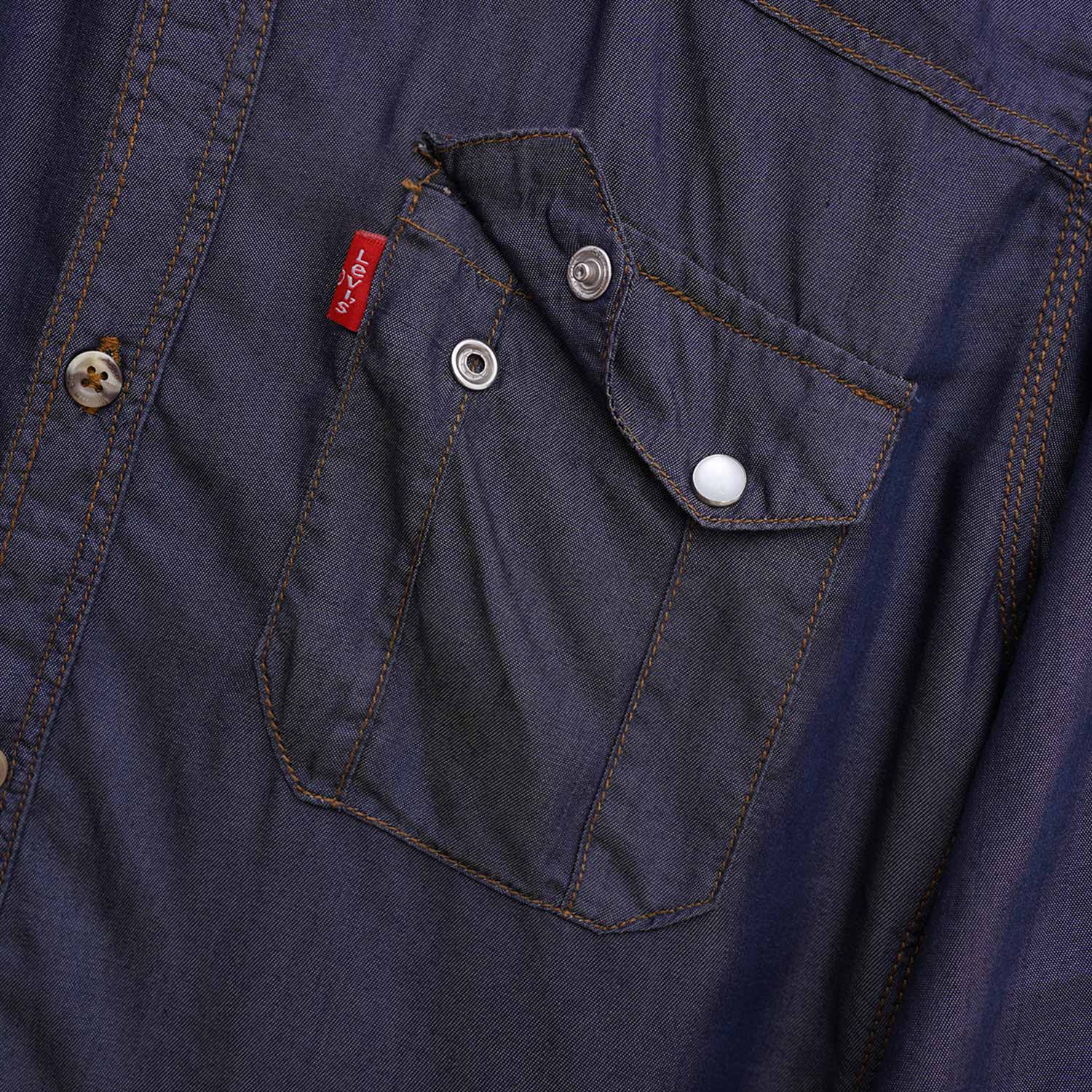 Men's Light Denim Summer Casual Shirt - Navy