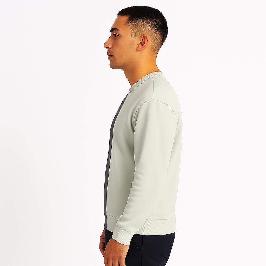 HG Contrast Half & Half Sweatshirt - Gunmetal Gray & Off White