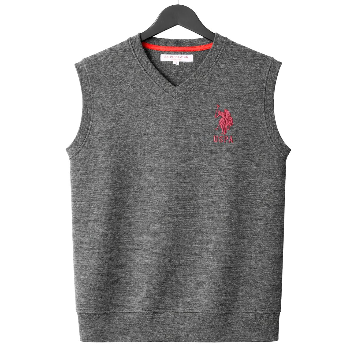 Mens Rib Knitted Sleeveless Sweater - Charcoal Gray