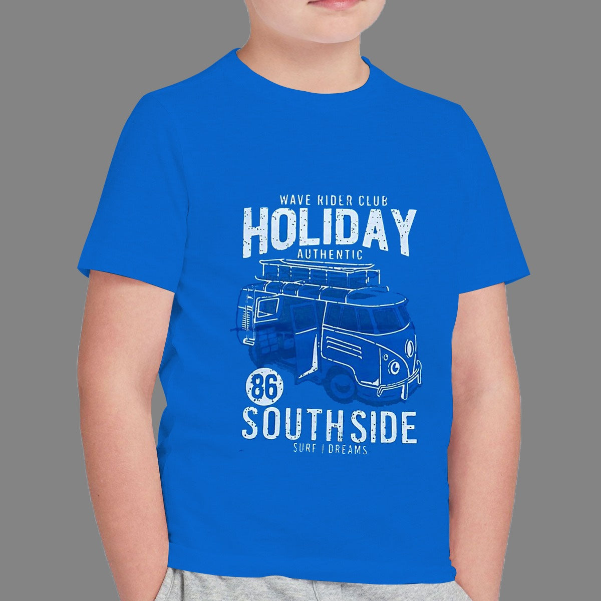 Boy's "HOLIDAY VAN" Printed Blue Tee Shirt