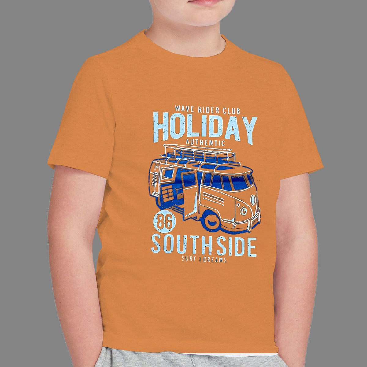 BOY'S "HOLIDAY VAN" PRINTED ORANGE TEE SHIRT