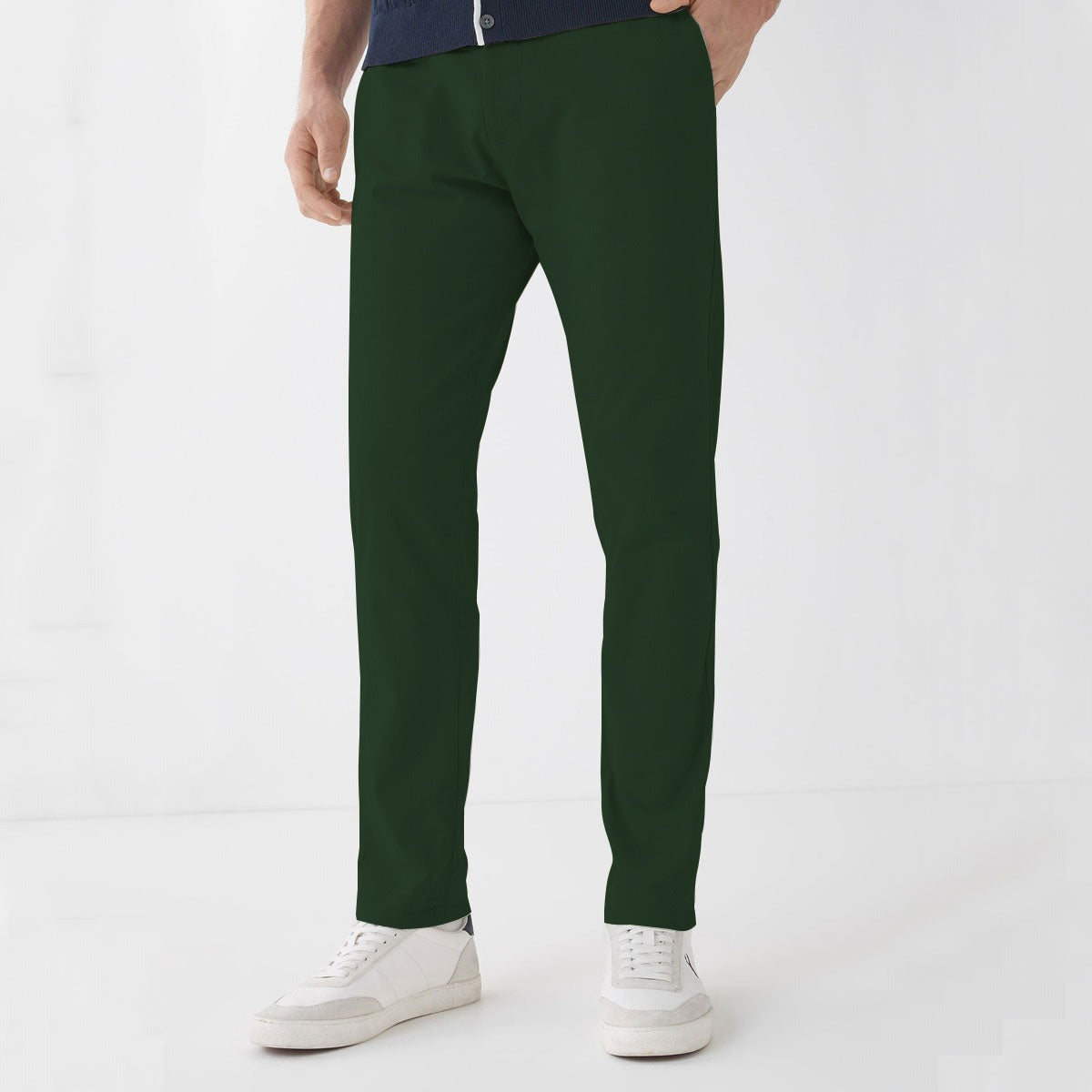 Branded BOTTLE GREEN NARROW COTTON PANT