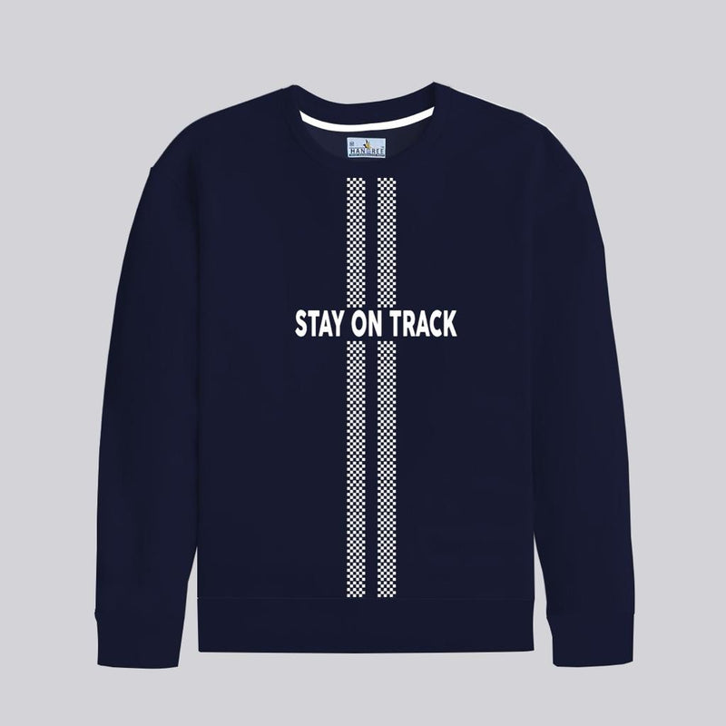 HG "STAY ON TRACK" Printed Premium Sweat Shirt - Navy