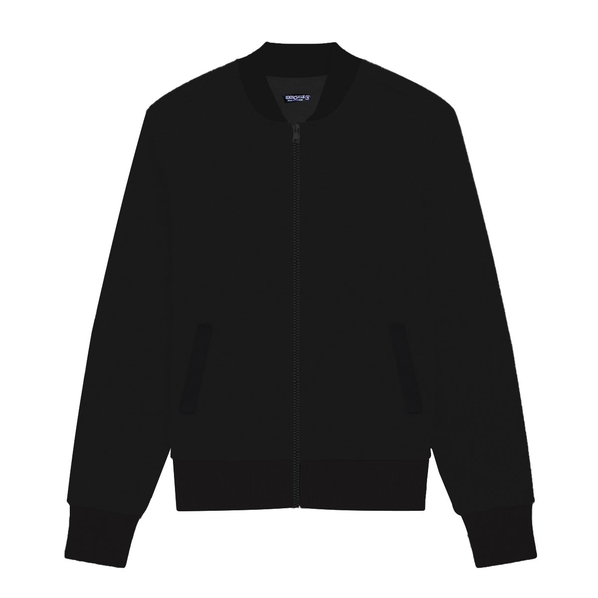 Hangree Solid Fleece Bomber Zipper Jacket - Black