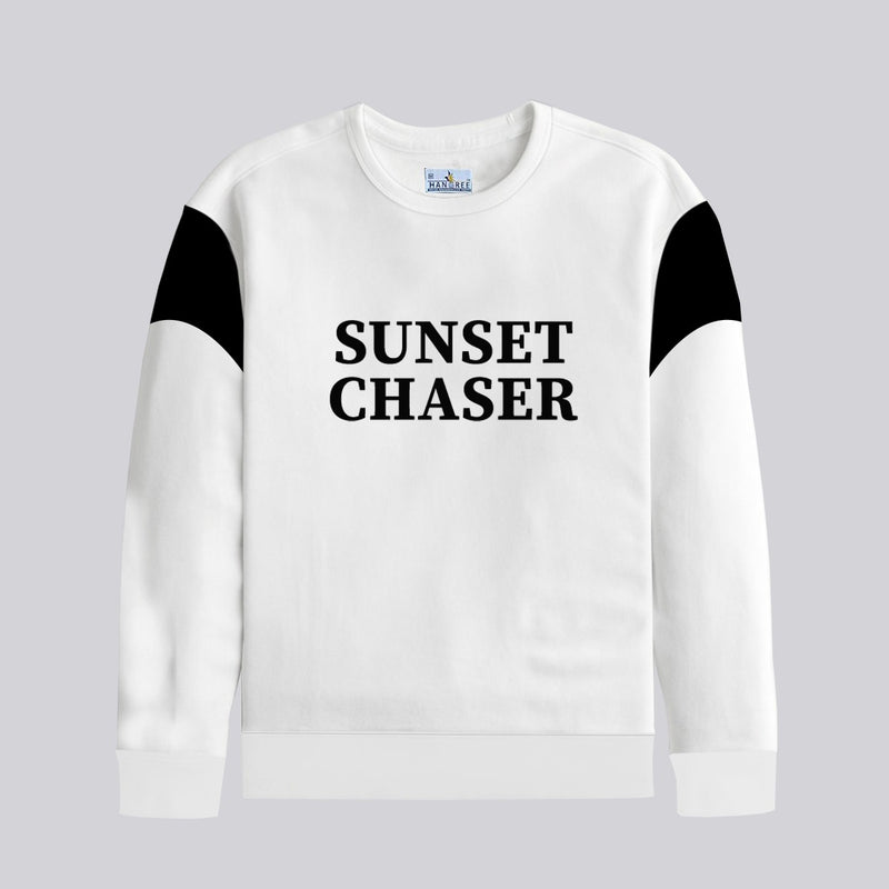 HG "SUNSET CHASER" Printed Contrast Fashion Sweat Shirt - White
