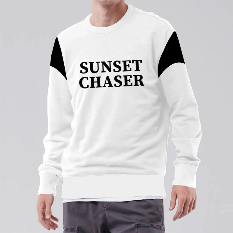 HG "SUNSET CHASER" Printed Contrast Fashion Sweat Shirt - White
