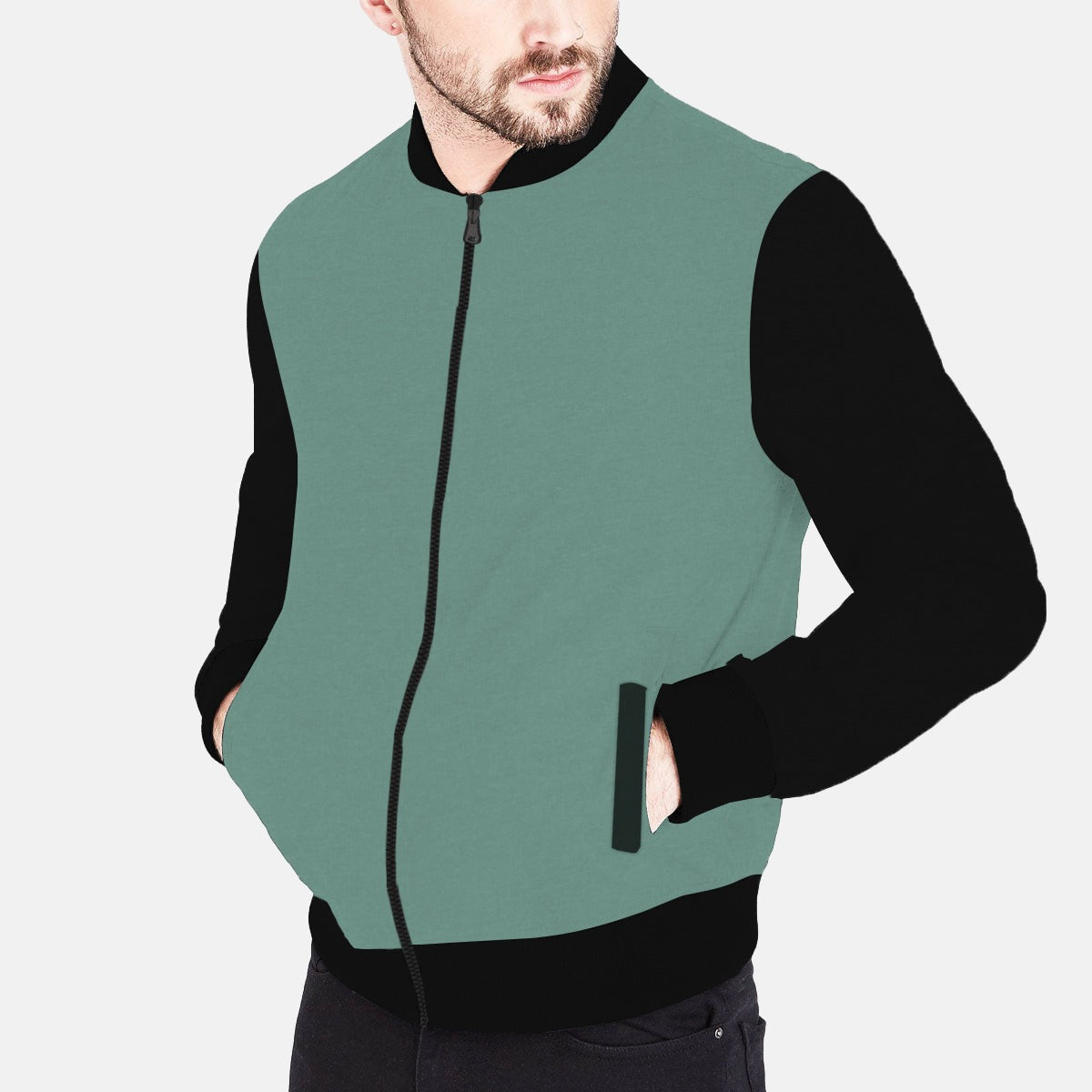 Contrast Sleeves EXCLUSIVE FLEECE BOMBER JACKET