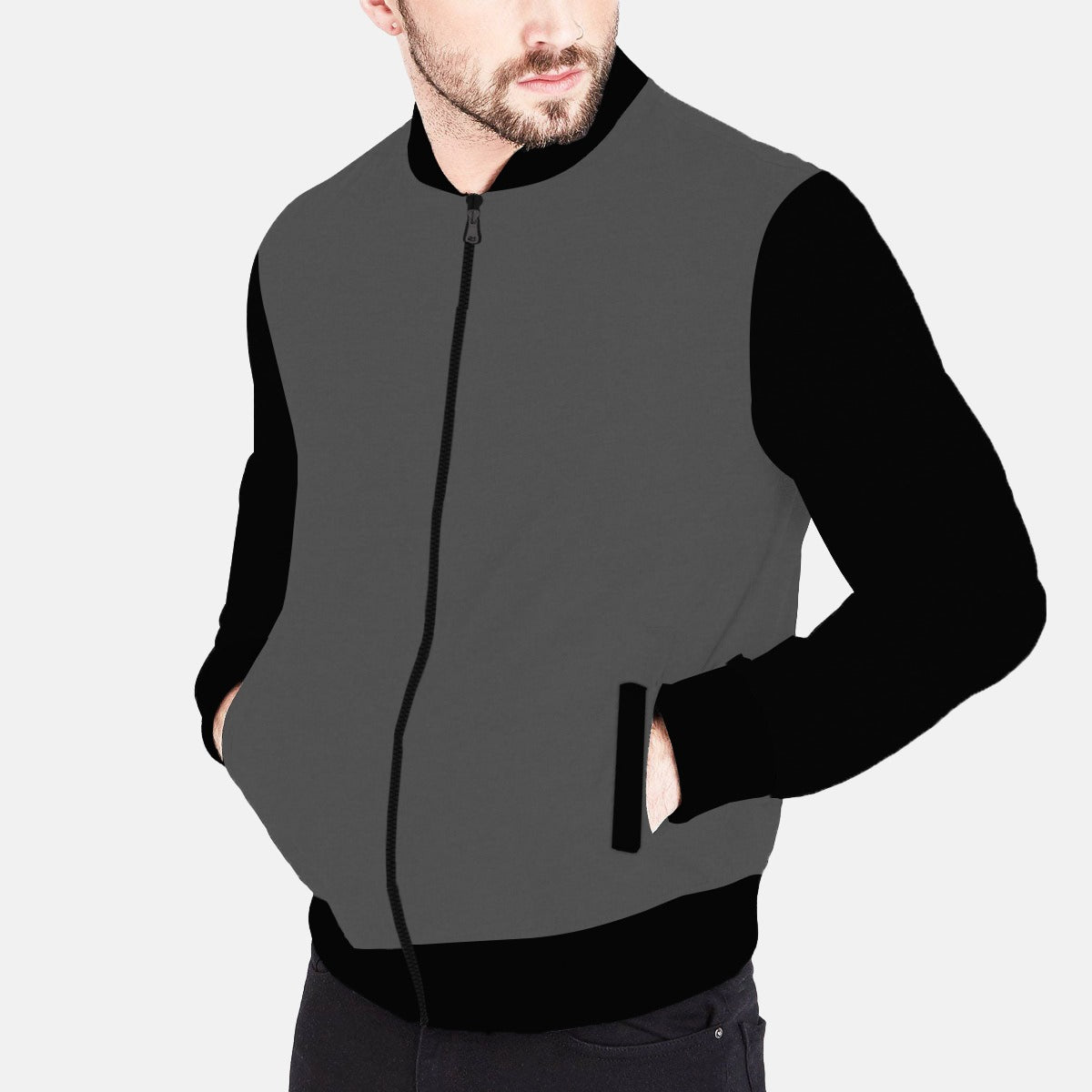 Contrast Sleeves EXCLUSIVE FLEECE BOMBER JACKET