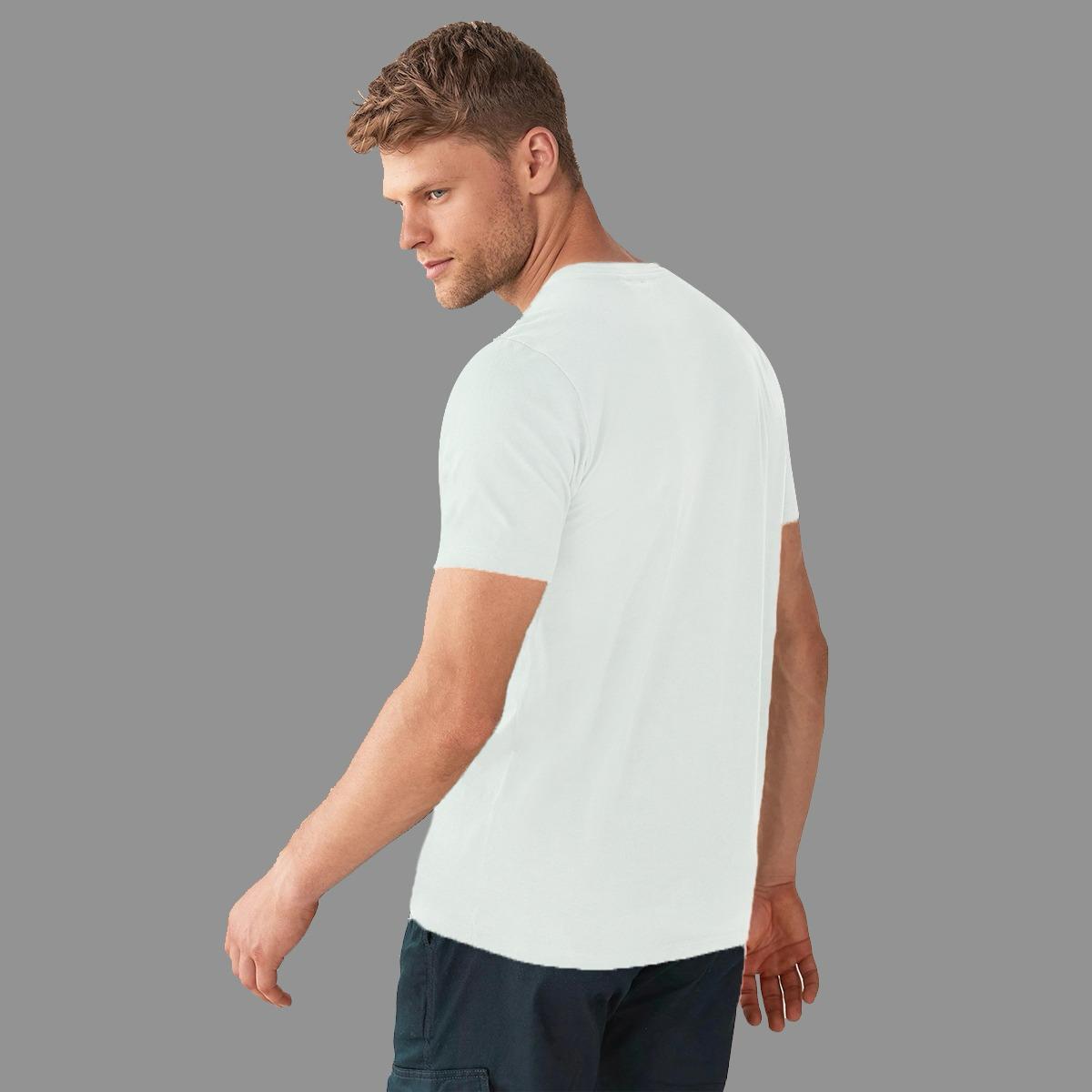 Branded Round Neck Fashion Tee Shirt - White