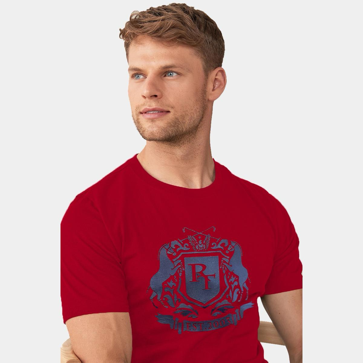 Branded Round Neck Fashion Tee Shirt - Red