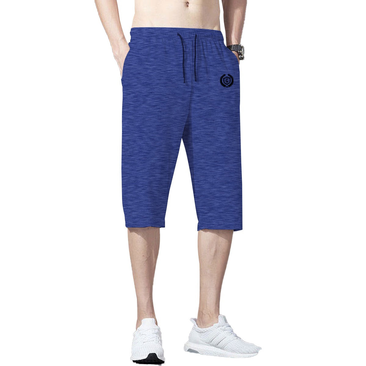 HG Signature Emb Three Quarter Summer Shorts - Textured Blue