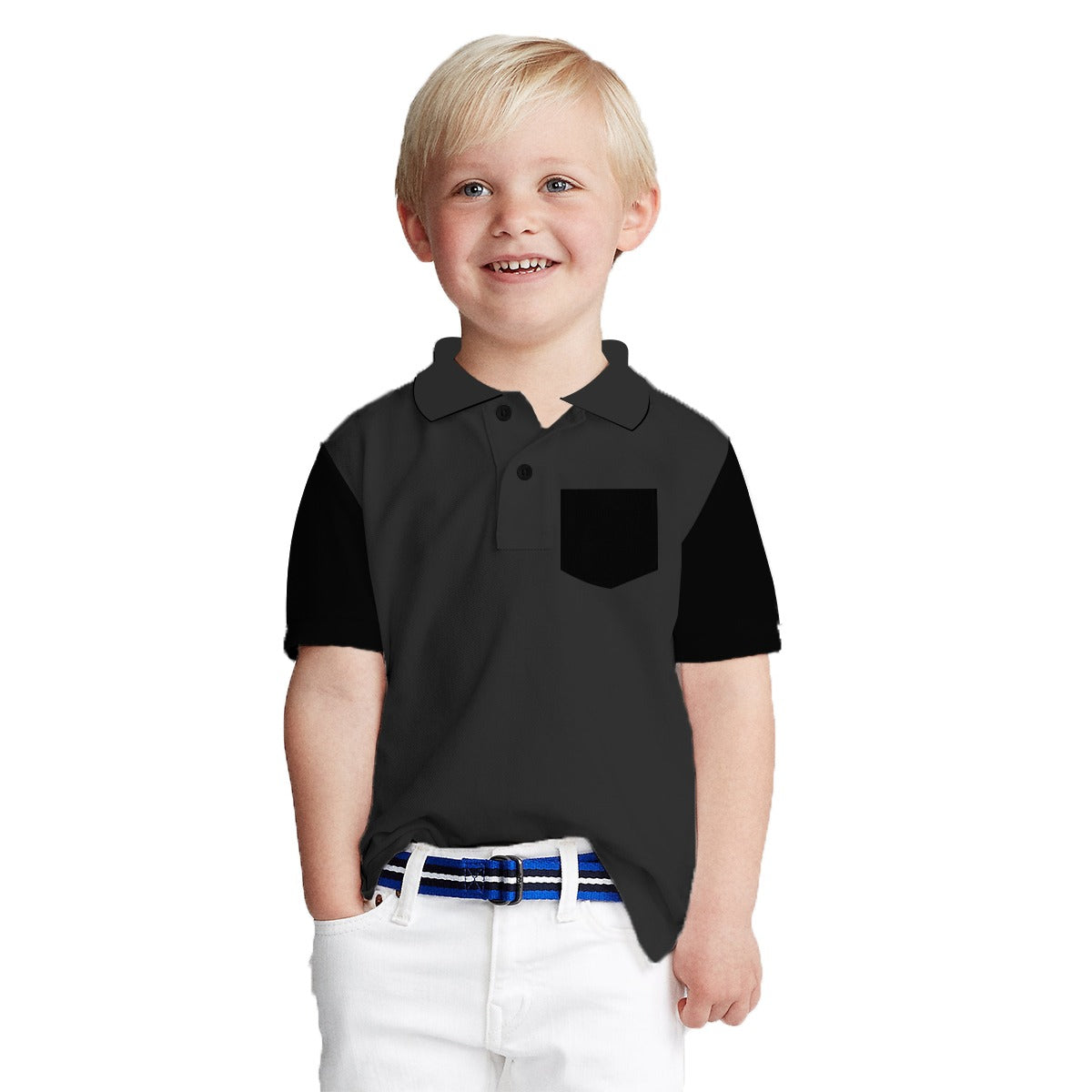 HG Boy's Signature Contrast Sleeves Polo Short - Dark Gray