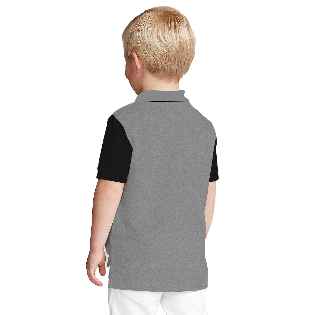 HG Boy's Signature Contrast Sleeves Polo Short - Light Gray