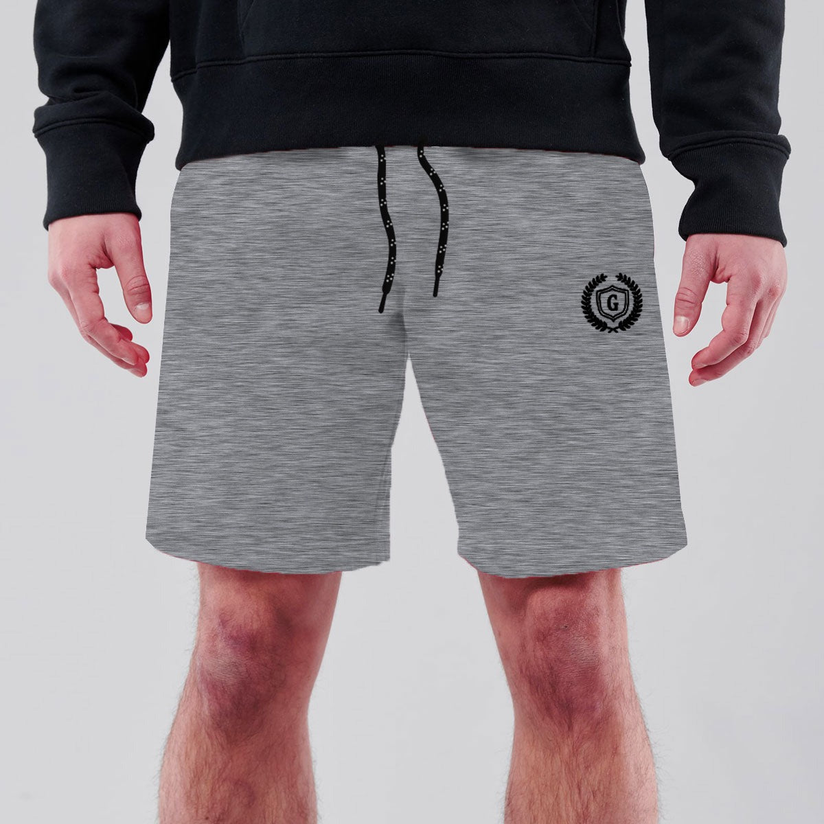 HG SIGNATURE EMB TWO QUARTER DRYFIT SHORTS - TEXTURED GRAY