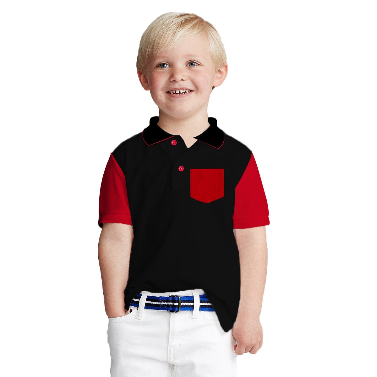 HG Boy's Signature Contrast Sleeves Polo Shirt - Black