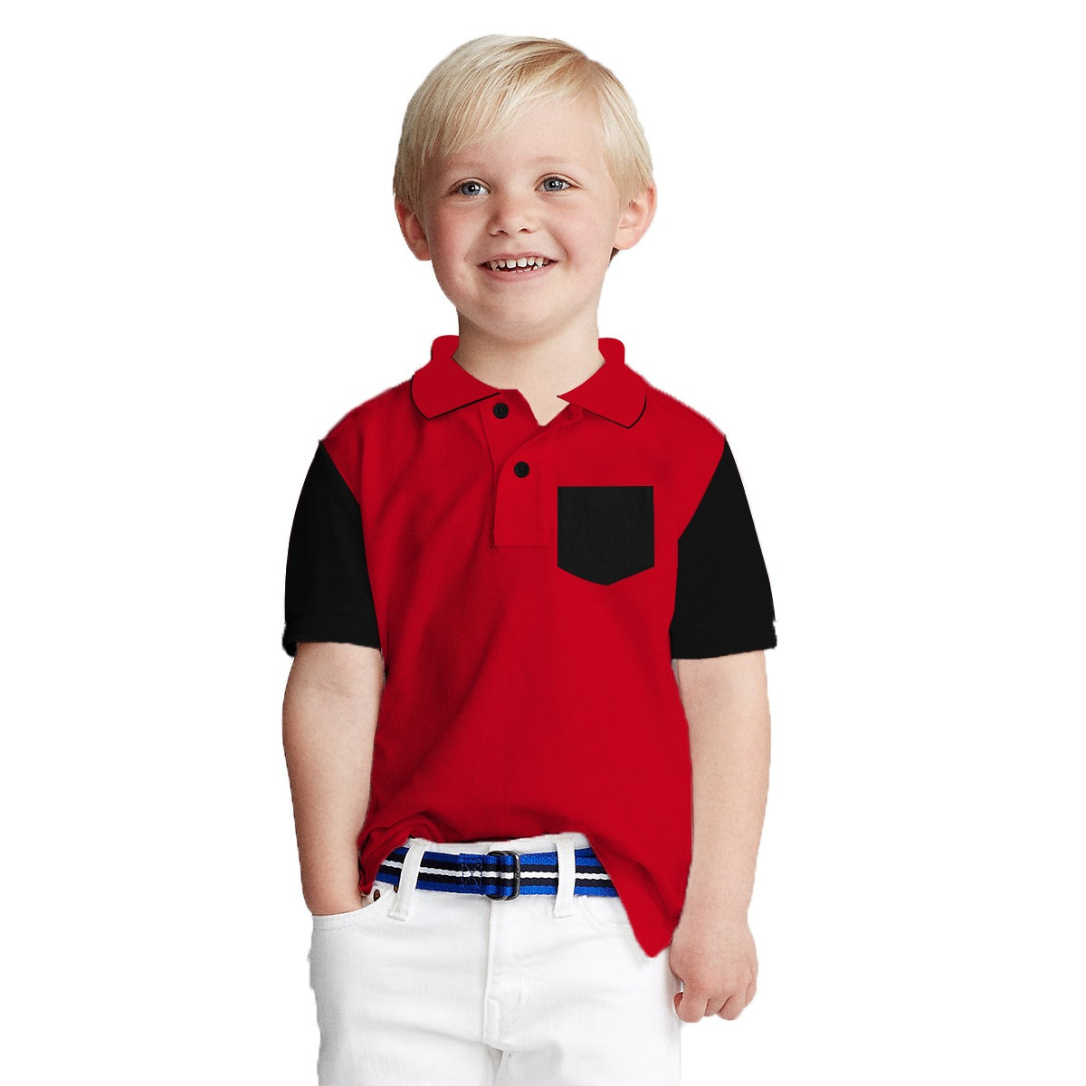 HG Boy's Signature Contrast Sleeves Polo Short - Red