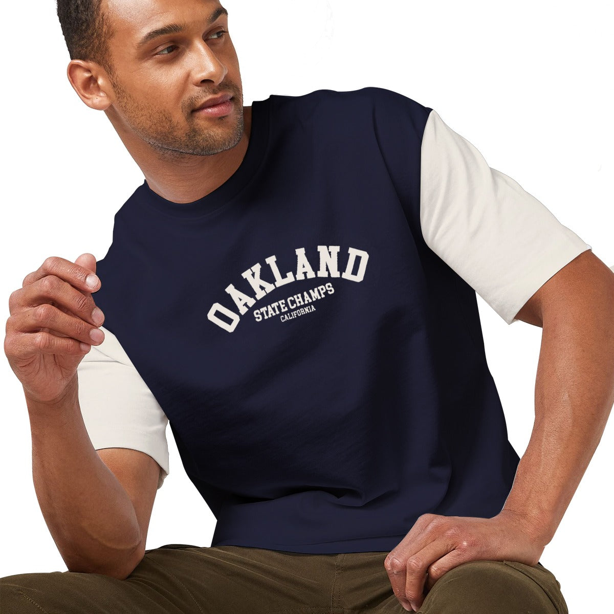 OVERSIZE DOWN SHOULDER TEE SHIRT - NAVY