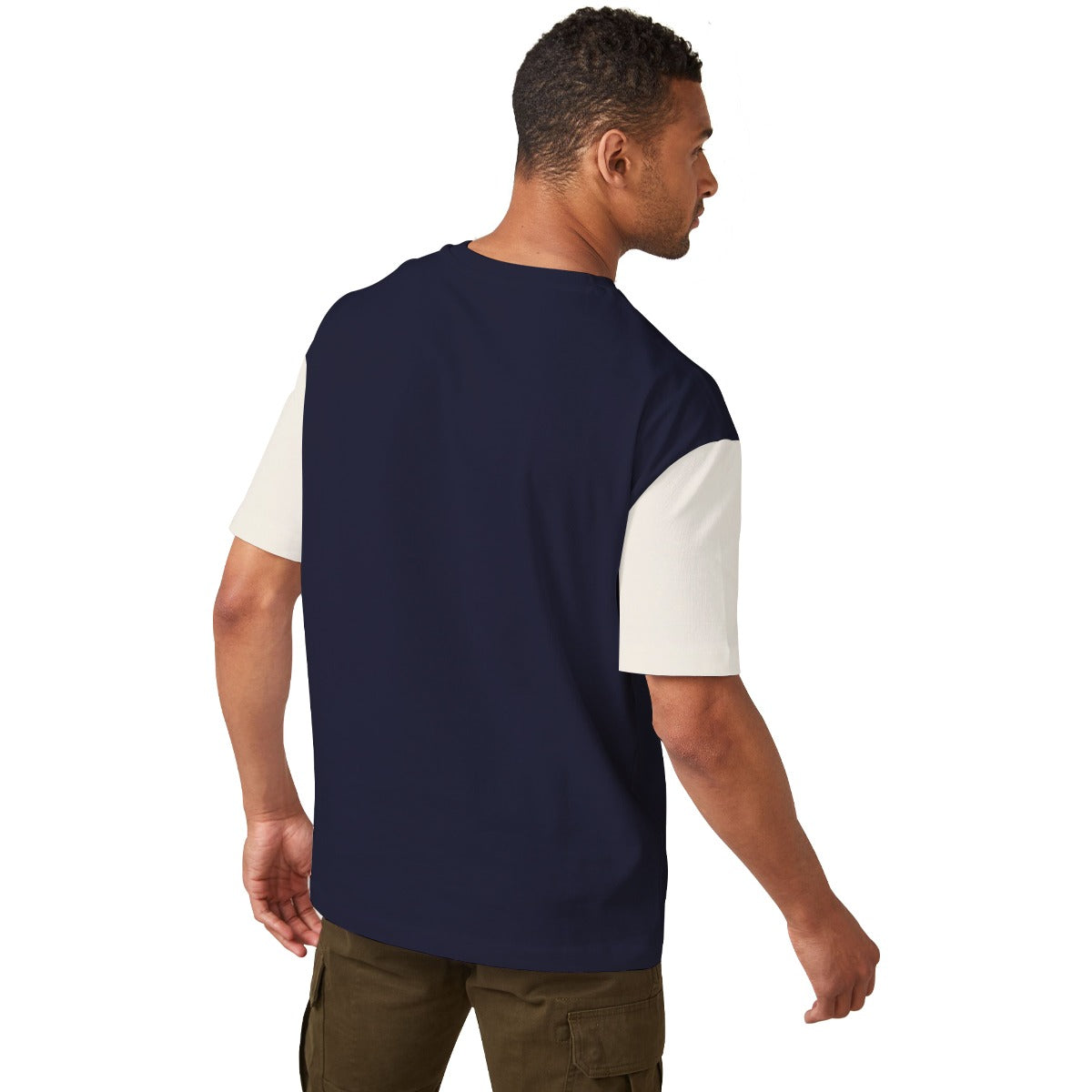 OVERSIZE DOWN SHOULDER TEE SHIRT - NAVY